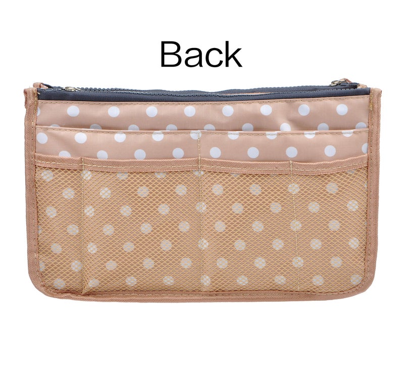Vercord Updated Purse Handbag Organizer Insert Liner Bag in Bag 13 Pockets Beige Dot Small - Image 5